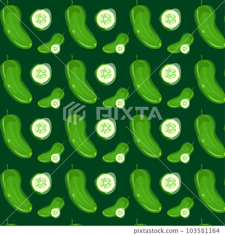 Vector pattern of green cucumbers in watercolor style Vector pattern of green cucumbers in watercolor style 103581164