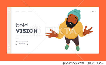Bold Vision Landing Page Template. Man In Shrug Pose, Gazing Upwards Top View, Showcasing A Sense Of Wonder Bold Vision Landing Page Template. Man In Shrug Pose, Gazing Upwards Top View, Showcasing A Sense Of Wonder 103581352