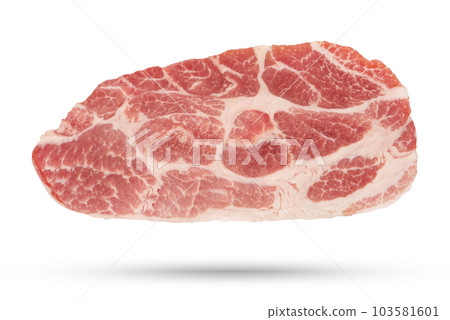A piece of beef. Large piece of beef isolated on a white background. A piece of juicy beef isolated on a white background to insert into a design, project or advertising banner. A piece of beef. Large piece of beef isolated on a white background. A piece of juicy beef isolated on a white background to insert into a design, project or advertising banner. 103581601