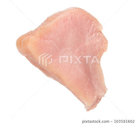 Turkish meat. Fillet of a piece of turkey isolated on a white background. Isolate piece of juicy turkey meat for advertising banner or product label. Turkish meat. Fillet of a piece of turkey isolated on a white background. Isolate piece of juicy turkey meat for advertising banner or product label. 103581602