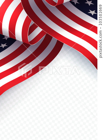 Illustration with wavy USA flag, the national symbol of America Illustration with wavy USA flag, the national symbol of America 103581669