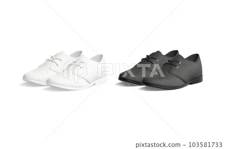 Blank black and white casual shoes mockup, half-turned view 103581733