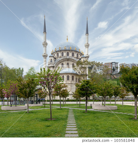 Nusretiye imperial Ottoman Mosque, commissioned by Sultan Mahmut II, located in Tophane district, Istanbul, Turkey 103581848