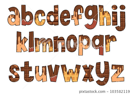 Handcrafted Chocolate Letters. Color Creative Art Typographic Design Handcrafted Chocolate Letters. Color Creative Art Typographic Design 103582119