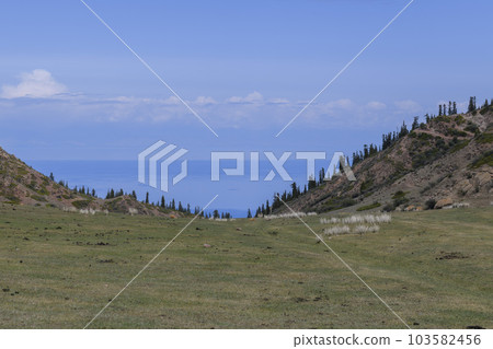 Issyk-Kul - lake in Kyrgyzstan. Summer mountain landscape. Kyrgyzstan mountains. 103582456