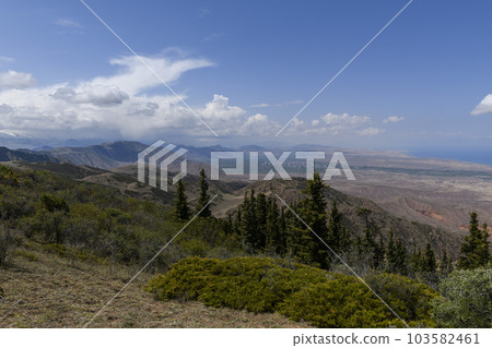 Summer mountain landscape. Kyrgyzstan mountains. Issyk-Kul region. 103582461