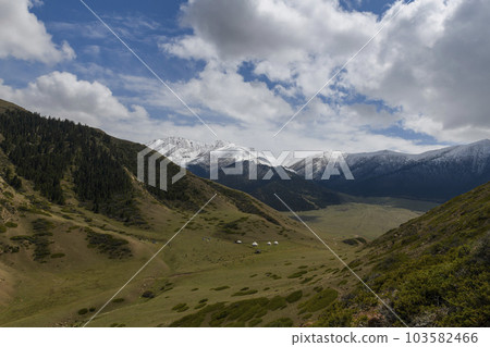Summer mountain landscape. Kyrgyzstan mountains. Issyk-Kul region. Summer mountain landscape. Kyrgyzstan mountains. Issyk-Kul region. 103582466