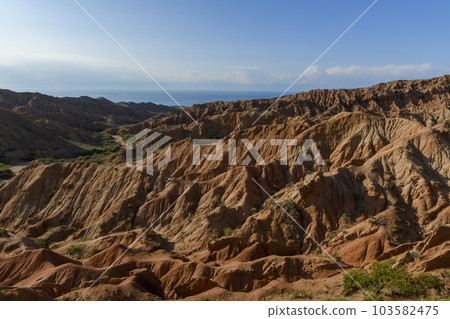 Canyon in Kyrgyzstan. Multi-colored canyon Fairy Tale. Kyrgyzstan mountains. Issyk-Kul region. Charyn Canyon. 103582475