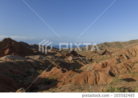 Canyon in Kyrgyzstan. Multi-colored canyon Fairy Tale. Kyrgyzstan mountains. Issyk-Kul region. Charyn Canyon. 103582485