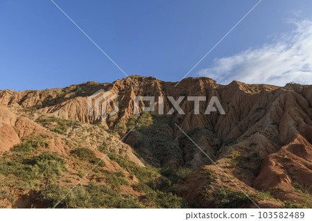 Canyon in Kyrgyzstan. Multi-colored canyon Fairy Tale. Kyrgyzstan mountains. Issyk-Kul region. Charyn Canyon. 103582489