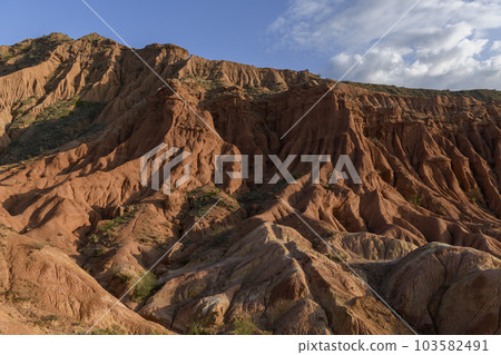 Canyon in Kyrgyzstan. Multi-colored canyon Fairy Tale. Kyrgyzstan mountains. Issyk-Kul region. Charyn Canyon. 103582491