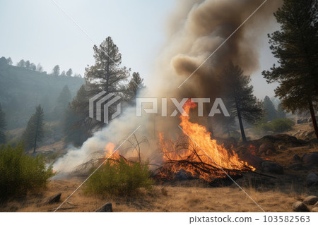 Forest in wildfire caused the intense summer heat 103582563