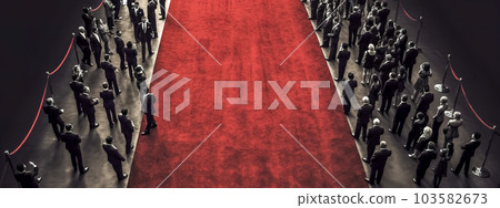 red carpet for success VIP person at ceremonies and festive events. acting, banner with copy space, made with Generative AI 103582673
