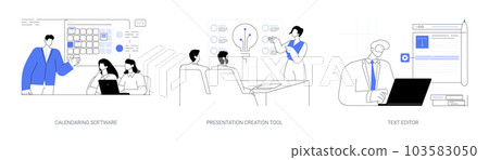 Working with software abstract concept vector illustrations. Working with software abstract concept vector illustrations. 103583050