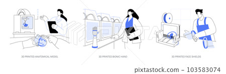 3D printing in healthcare abstract concept vector illustrations. 103583074