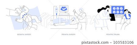 Pediatric surgery abstract concept vector illustrations. 103583106
