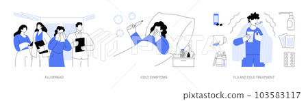 Infectious respiratory disease abstract concept vector illustrations. 103583117