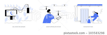 Smart water use abstract concept vector illustrations. 103583298