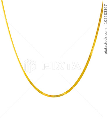 Elegant gold snake chain necklace on white background- womens jewelry Elegant gold snake chain necklace on white background- womens jewelry 103583367