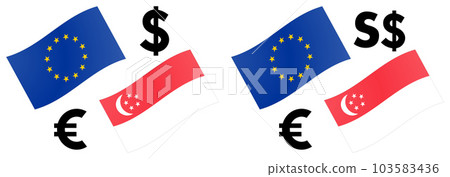 EURSGD forex currency pair vector illustration. EU and Singapore, with Euro and Dollar symbol. EURSGD forex currency pair vector illustration. EU and Singapore, with Euro and Dollar symbol. 103583436
