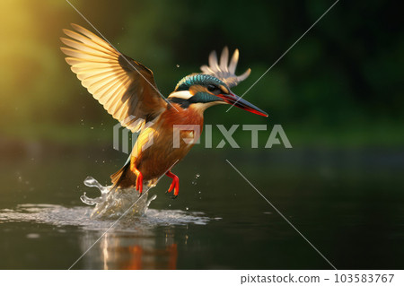 kingfisher on the branch with Ai Generated 103583767