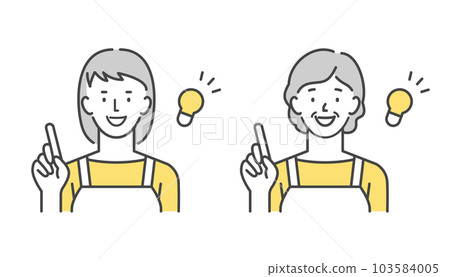 Illustration set of a housewife with an idea Illustration set of a housewife with an idea 103584005