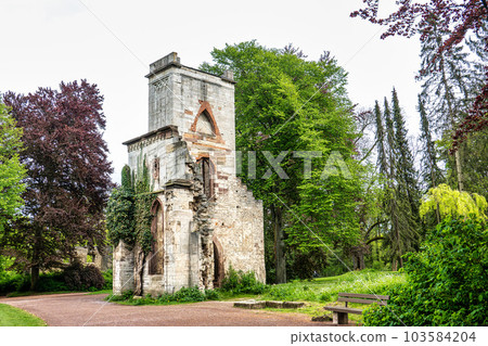 House of the Templers in public park at the river Ilm in Weimar, Thuringia, Germany. House of the Templers in public park at the river Ilm in Weimar, Thuringia, Germany. 103584204