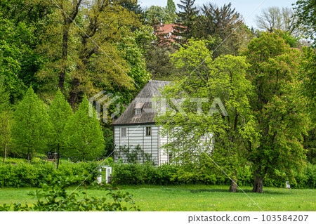 The garden house of Johann Wolfgang von Goethe in Weimar, Thuringia, Germany. Unesco World Heritage Site, 103584207