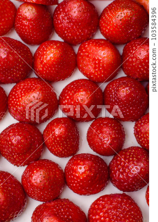 Delicious sweet cake or cheesecake with mascarpone cheese and strawberries Delicious sweet cake or cheesecake with mascarpone cheese and strawberries 103584396