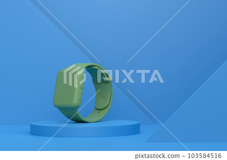 Abstract scene or podium with smart watch or fitness tracker on monochrome Abstract scene or podium with smart watch or fitness tracker on monochrome 103584516