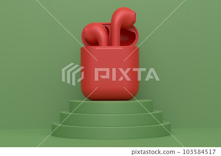 Abstract scene or podium with wireless bluetooth headphones on monochrome Abstract scene or podium with wireless bluetooth headphones on monochrome 103584517