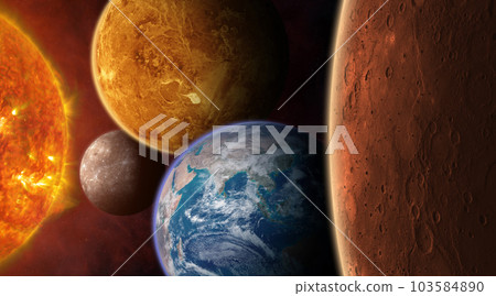 Mars, Earth, Venus, Mercury and Sun. 103584890