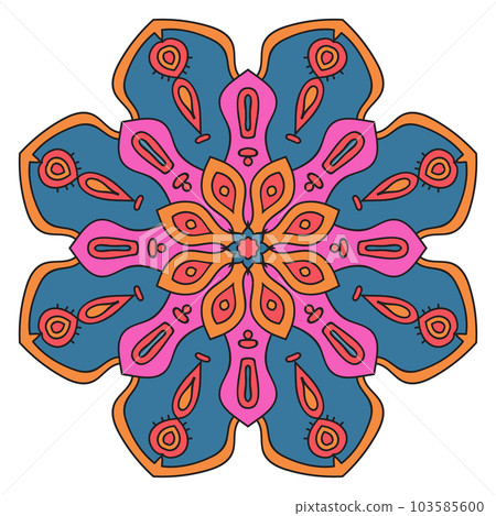 Cute abstract doodle round mandala isolated on white background Cute abstract doodle round mandala isolated on white background 103585600