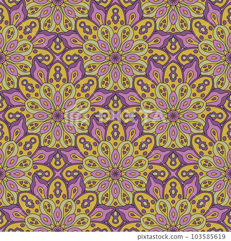 Abstract seamless pattern with mandala flower. Mosaic Abstract seamless pattern with mandala flower. Mosaic 103585619