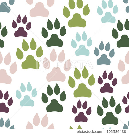 Dog track seamless pattern isolated on white background. 103586488