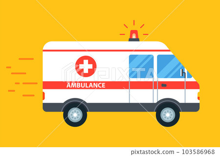 the ambulance goes to the call with the flasher on. the ambulance goes to the call with the flasher on. 103586968