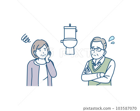 一對被尿頻困擾的老年夫婦的插圖 103587070