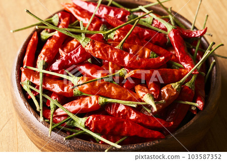 Red pepper served on a wooden plate Red pepper served on a wooden plate 103587352