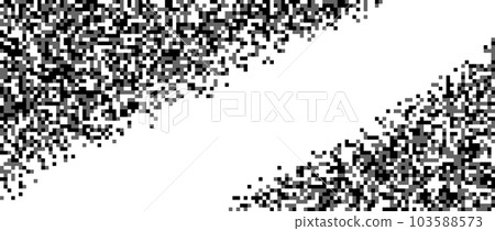 Pixelated halftone gradient wallpaper. Fading diagonal pixel texture. Dissolving black and white noise grain background. Grunge vector background 103588573