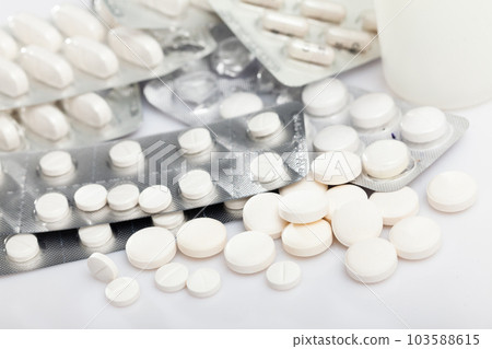 Pile of pills and other drugs closeup Pile of pills and other drugs closeup 103588615