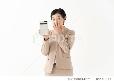 Business calculator surprised happy 103589255