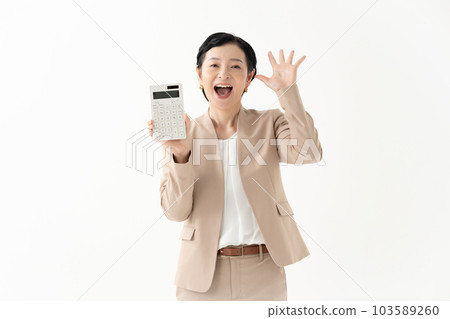 Business calculator surprised happy 103589260