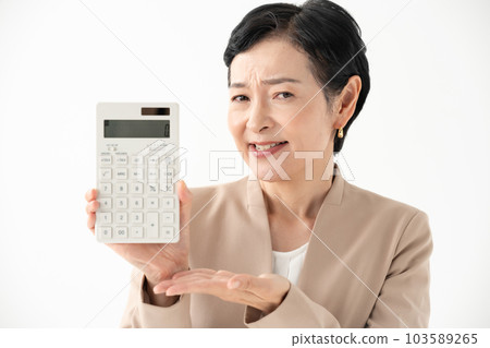 Business calculator surprised happy 103589265