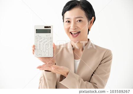 Business calculator surprised happy 103589267