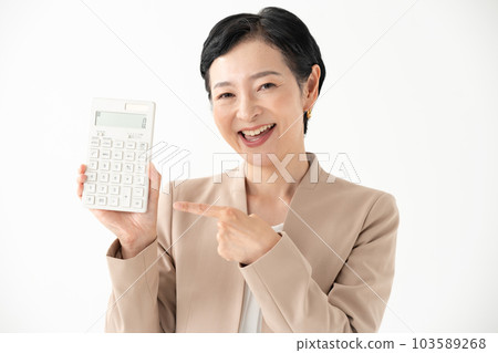 Business calculator surprised happy 103589268