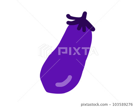 Cute one medium-long eggplant / hand-drawn illustration material Cute one medium-long eggplant / hand-drawn illustration material 103589276