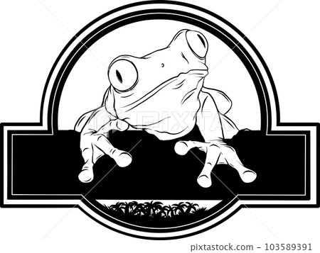 Frog monochrome icon. Outline in black. Vector illustration logo on white background 103589391