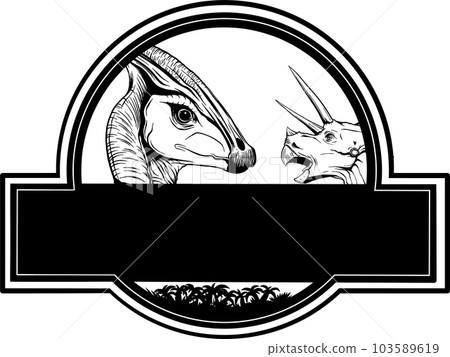 vector illustration of monochrome jurassic logo design 103589619