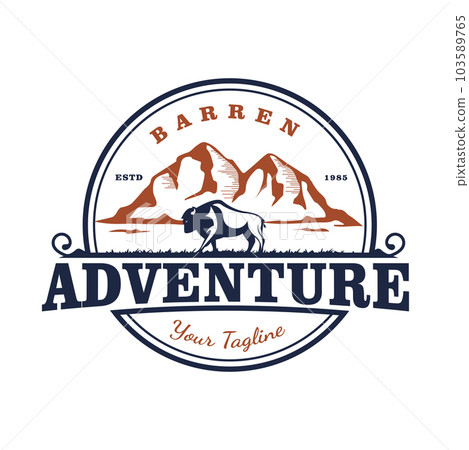 Vintage Retro American National Park for Outdoor Adventure Stamp design illustration 103589765