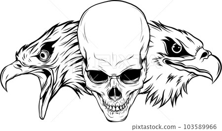 vector illustration of two head eagle with skull 103589966
